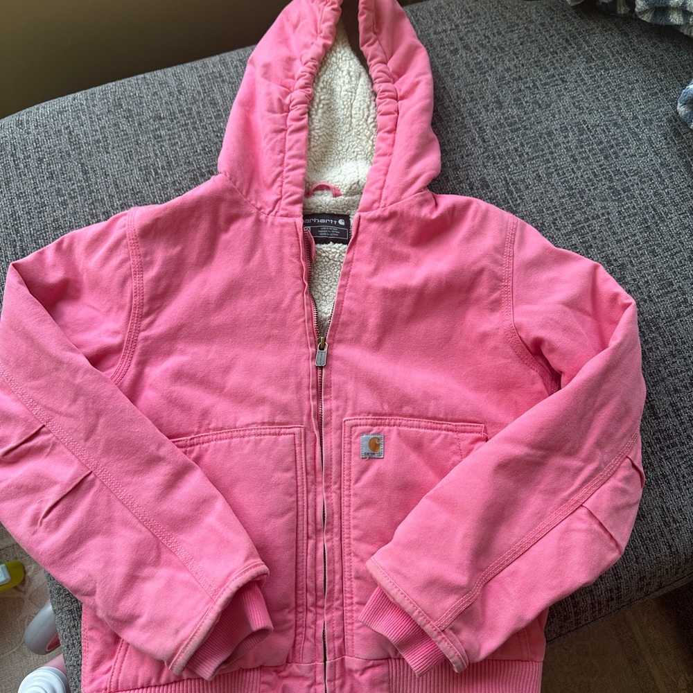 Carhartt Kids Bright Pink Hooded Puffer Jacket